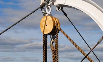 Detail of a pulley on the HMCS Sackville.  